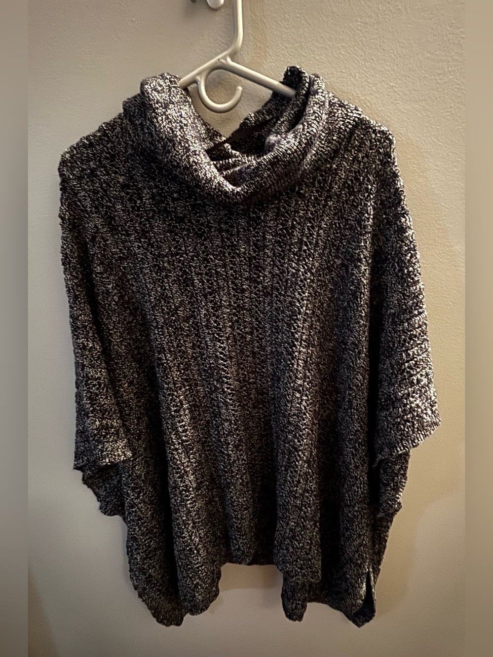 Lane Bryant Charcoal Gray Black Marled Cowl Neck Poncho Sweater